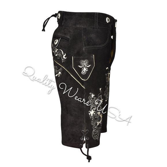 Men Oktoberfest Authentic lederhosen Deer shorts (Black 1) - Picture 5 of 6